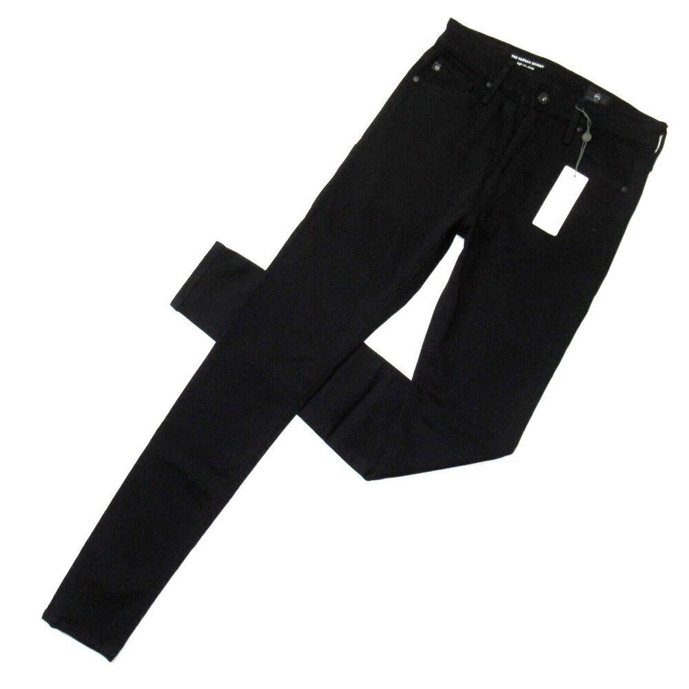 NWT Adriano Goldschmied AG Farrah Skinny in Jet Black Stretch Jeans 25 - Picture 1 of 6